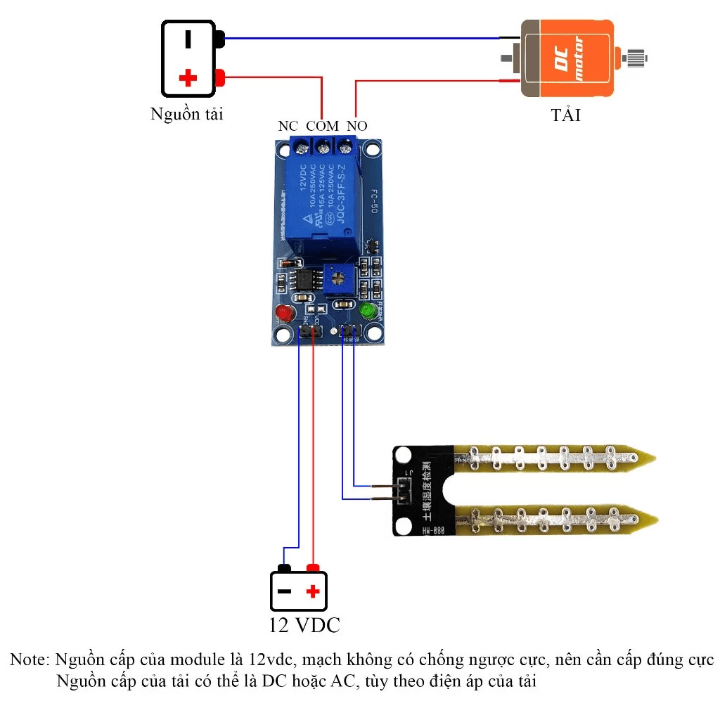 Sơ đồ đấu dây hoàn chỉnh cho hệ thống tưới nước tự động