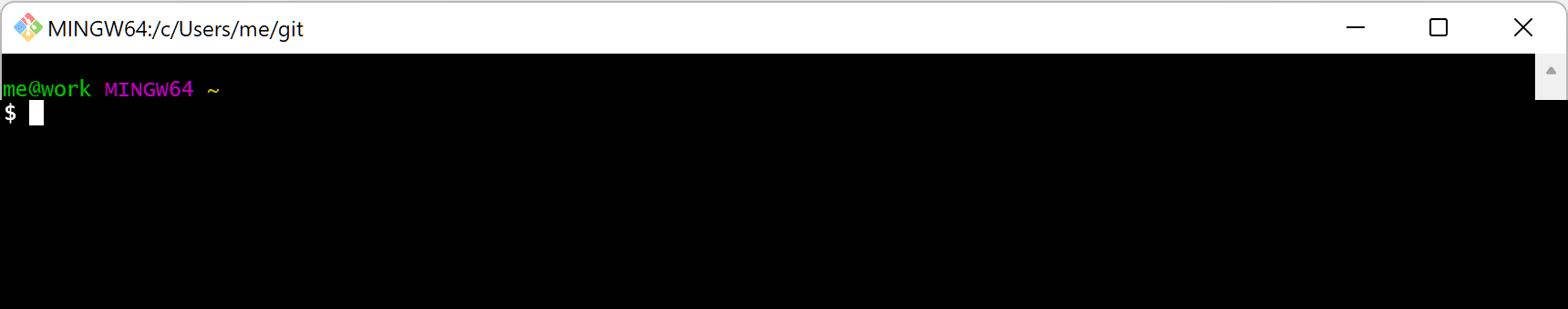 An empty Git Bash window waiting for a command